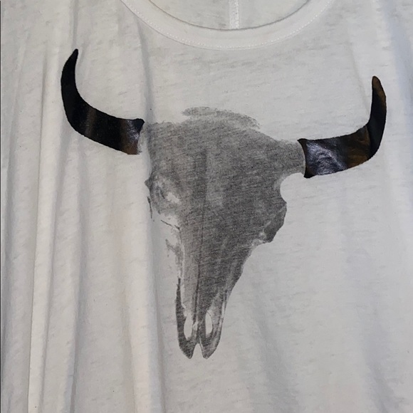 White Chaser Tank Top with Long Horn Detail Size S - Picture 2 of 3